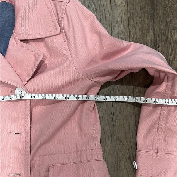 J. Crew Women’s 100% Cotton Pale Pink Peacoat Feminine White Buttons Size 8 - Picture 10 of 13